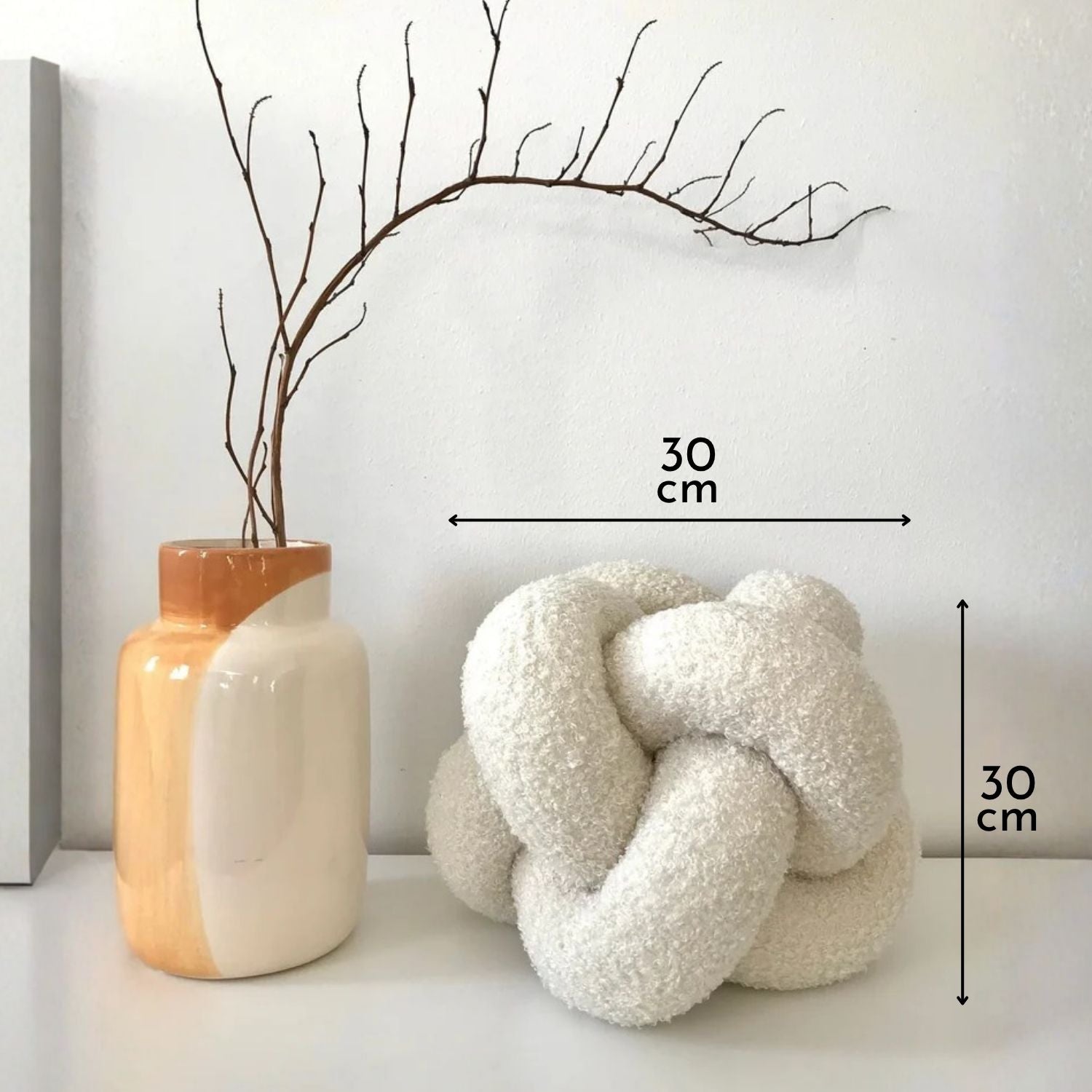 Bela Bouclé Knot Cushion | Soft Lamb-Like Texture, Elegant Nude