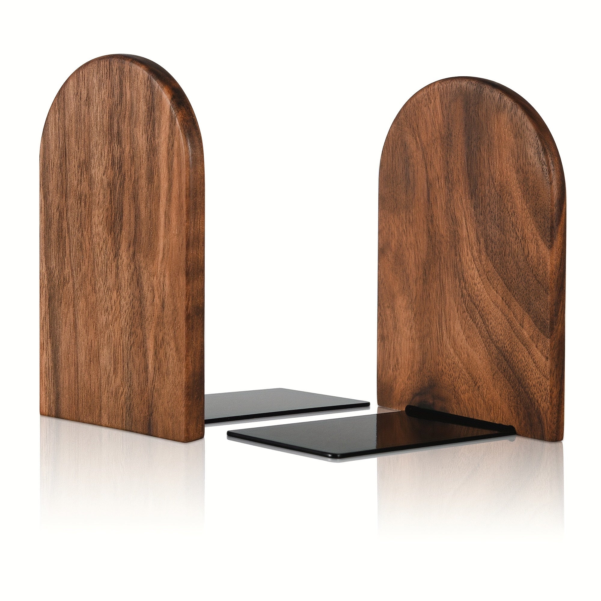 Black Walnut Wood Bookends – Heavy Duty, Non-Slip Book Holder for Shelves, Home & Office Decor