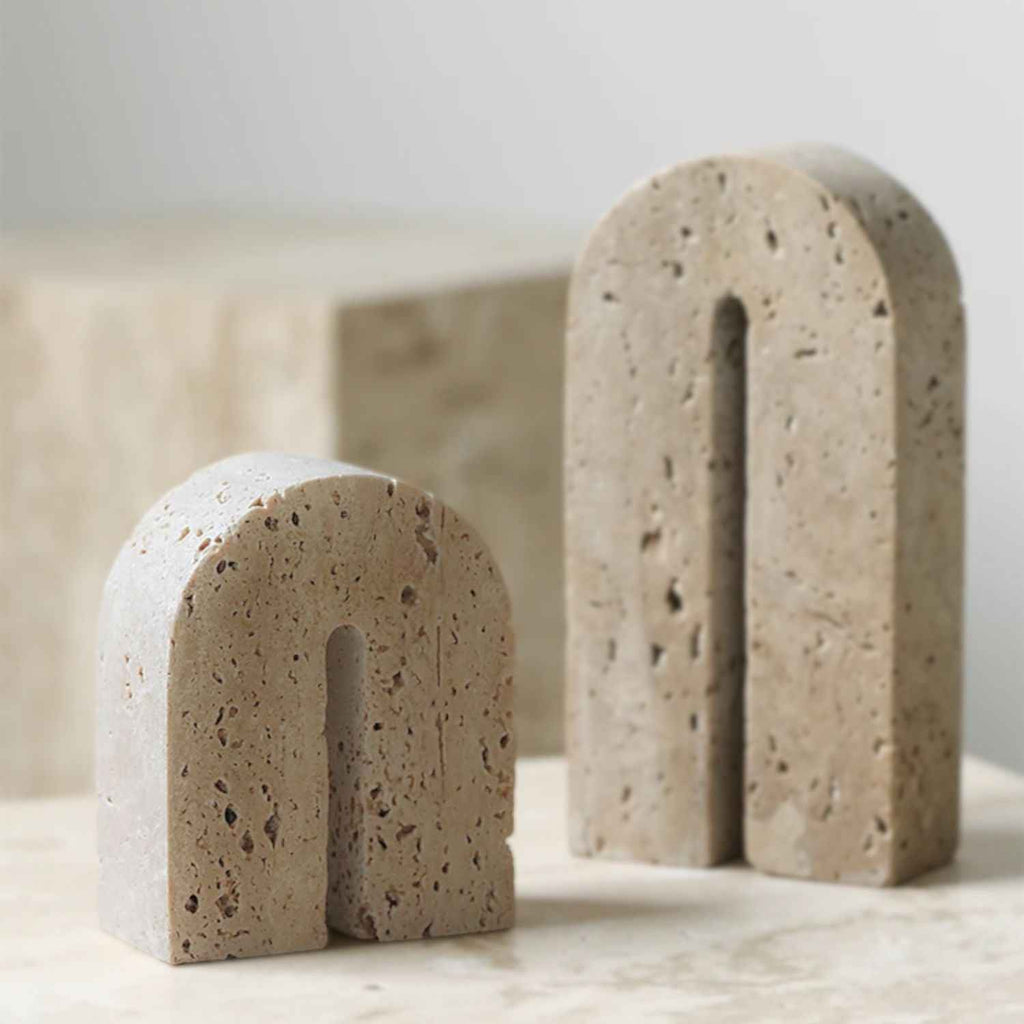 Bela Small Decorative Arch | Natural Travertine Stone, Minimalist Design