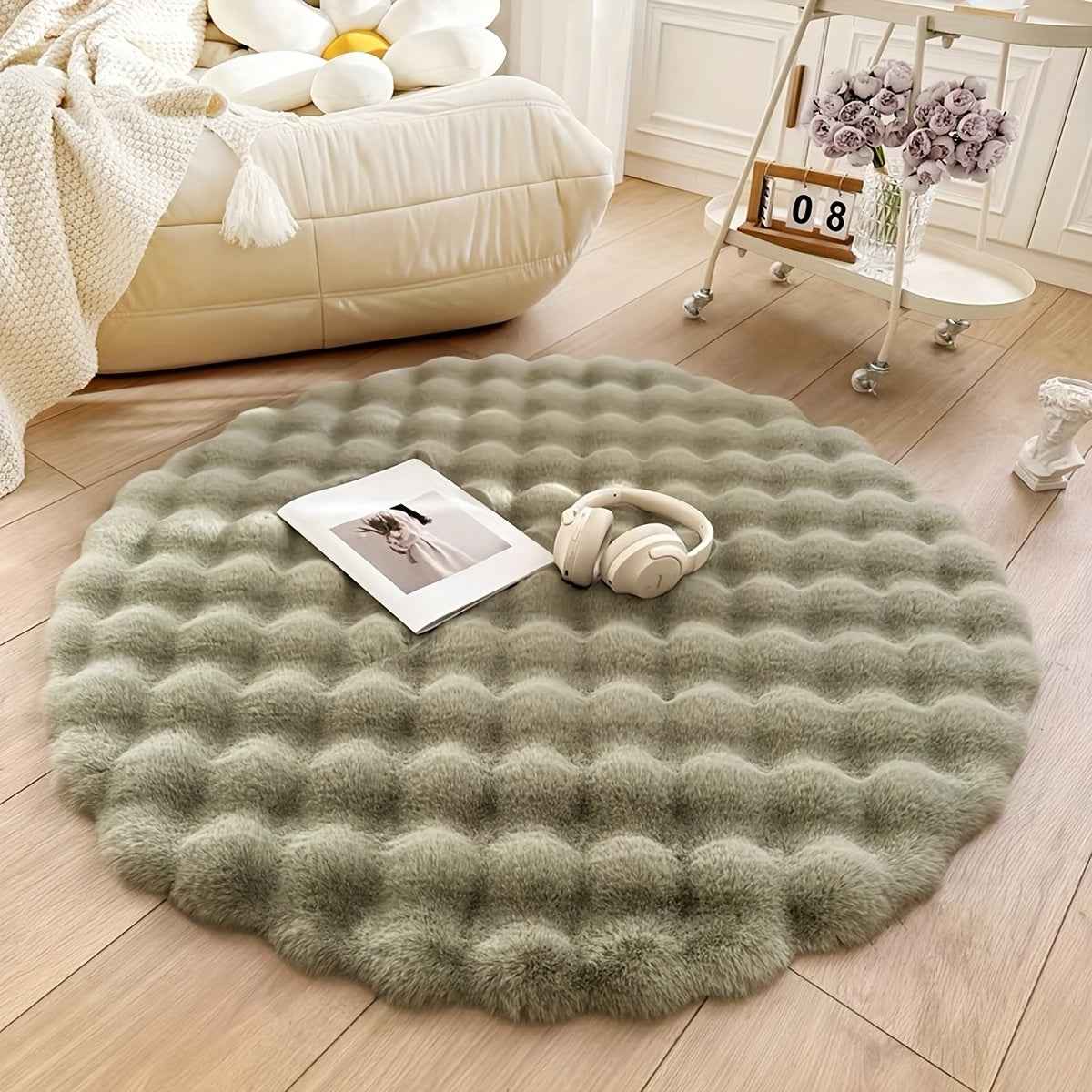 Belo Round Bubble Rug | Ultra-Soft Fleece, Easy to Clean