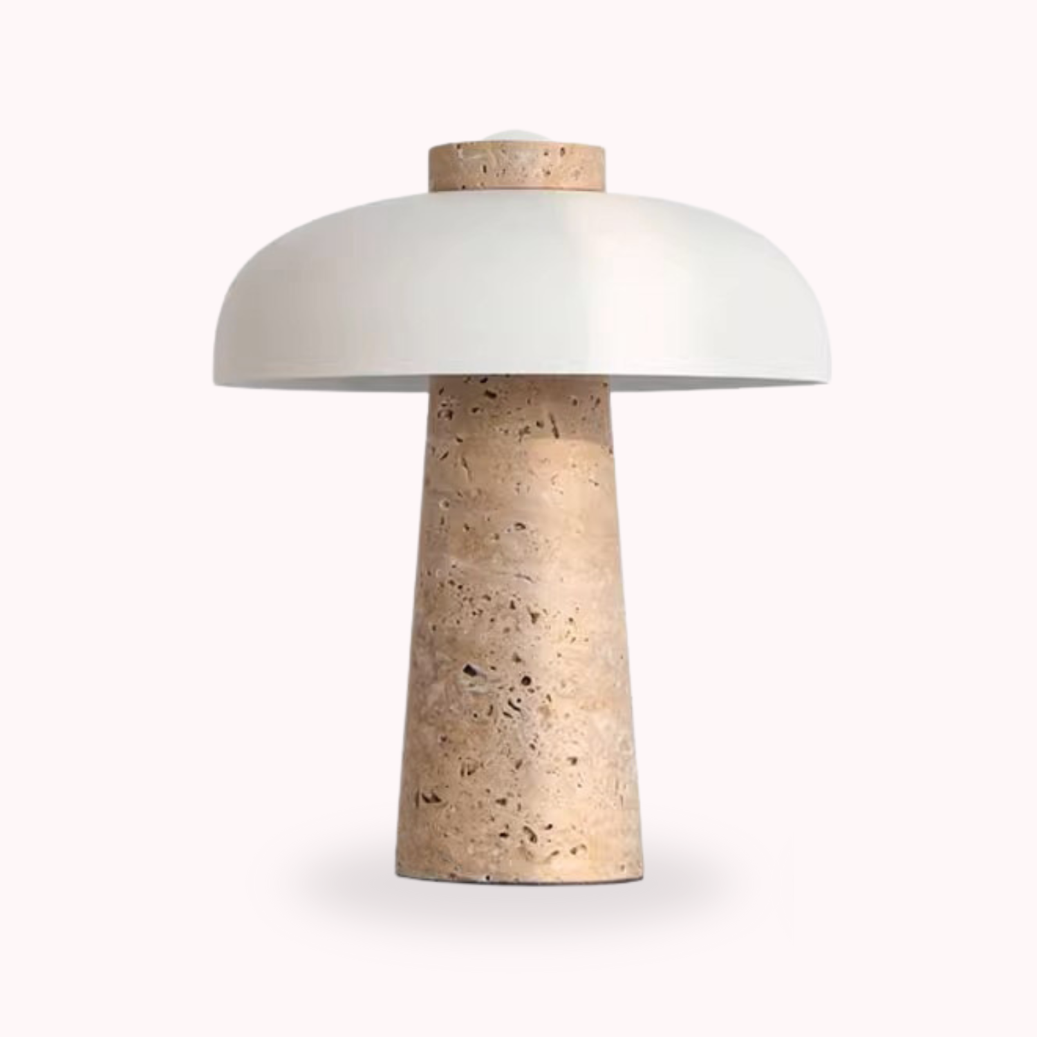 Luxe – White Modern Travertine LED Table Lamp with Touch Control