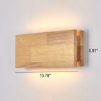 Rectangular LED Wall Sconce Lamp in Japanese Wabi-Sabi Log Wood Design