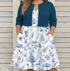 Blue shawl white skirt