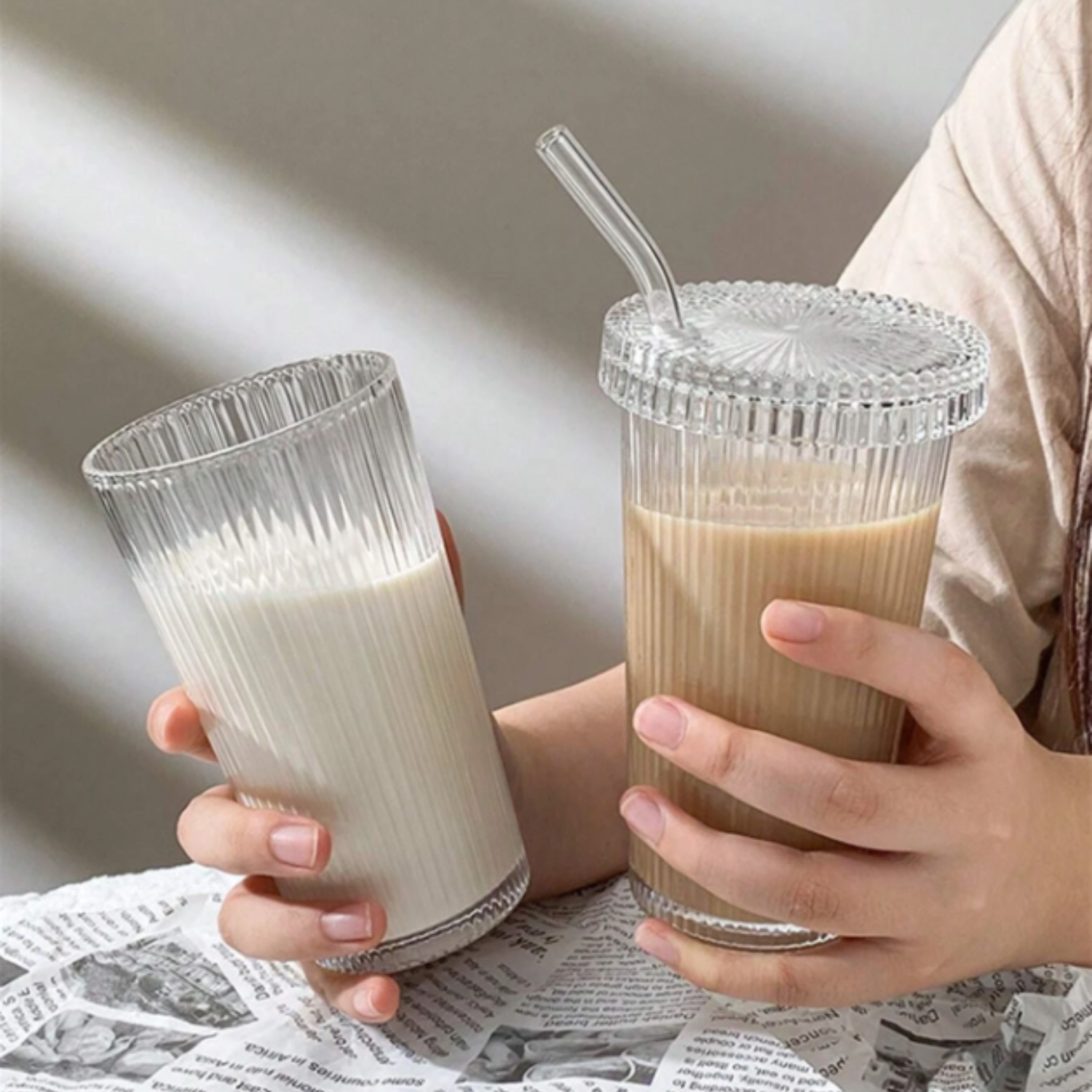 Belo Glass Set | 380ml with Lid and Straw, Durable Design