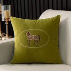 Bela Velvet Cushion Cover | Embroidered Horse Design, 45x45 cm