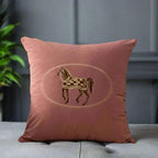 Bela Velvet Cushion Cover | Embroidered Horse Design, 45x45 cm