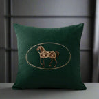 Bela Velvet Cushion Cover | Embroidered Horse Design, 45x45 cm