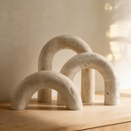Bela Decorative Arch Figures | Travertine Marble Style, Set of 3
