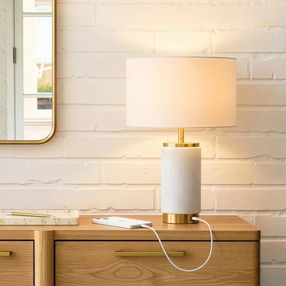 Arden LED table lamp with USB charging port