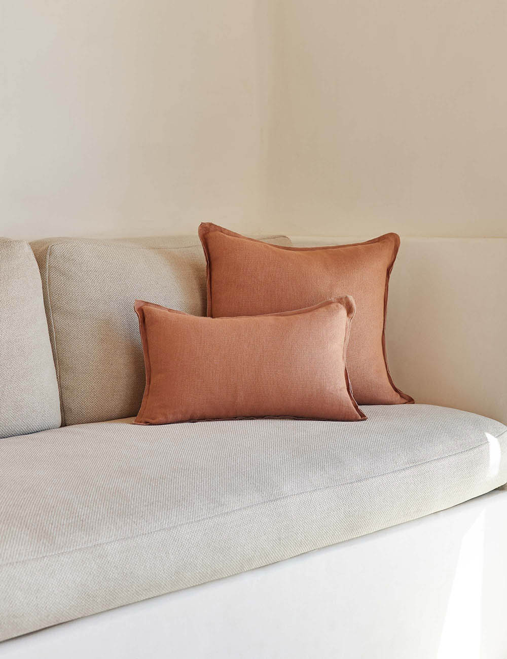 Luna Linen Lumbar Pillow | Superior-Quality Flax, Tonal Stitch Detail