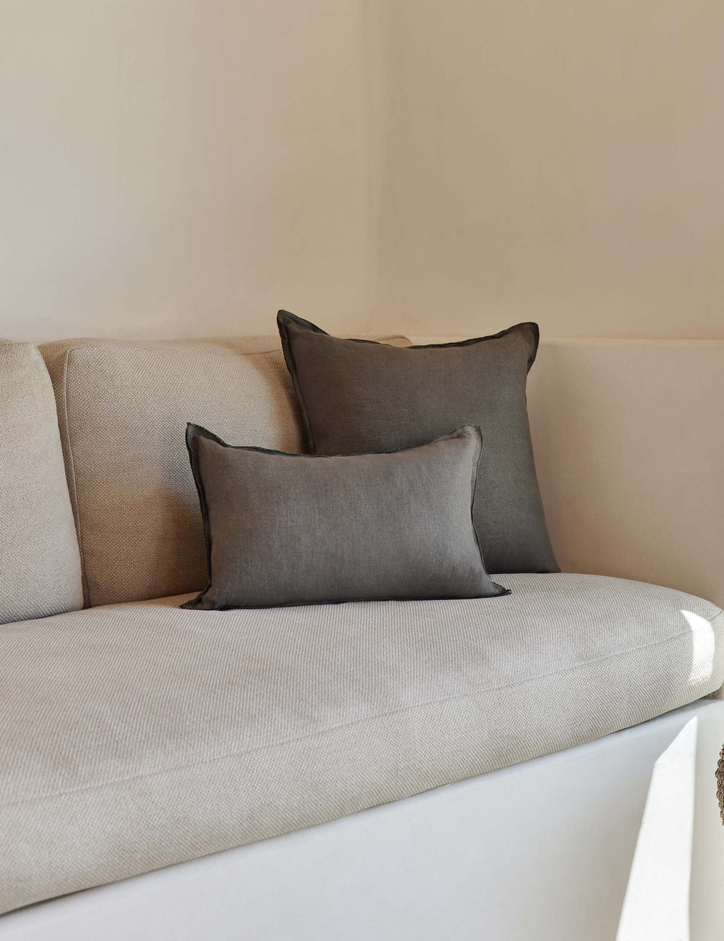 Luna Linen Lumbar Pillow | Superior-Quality Flax, Tonal Stitch Detail