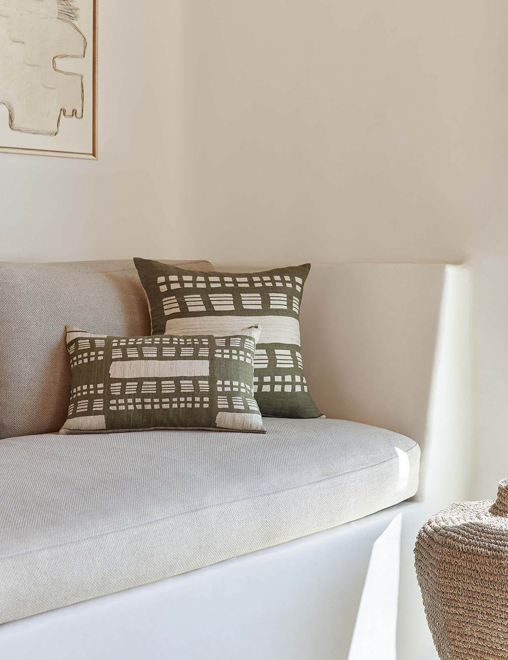 Basil Stonewalk Pillow | Rich Green Mosaic Design