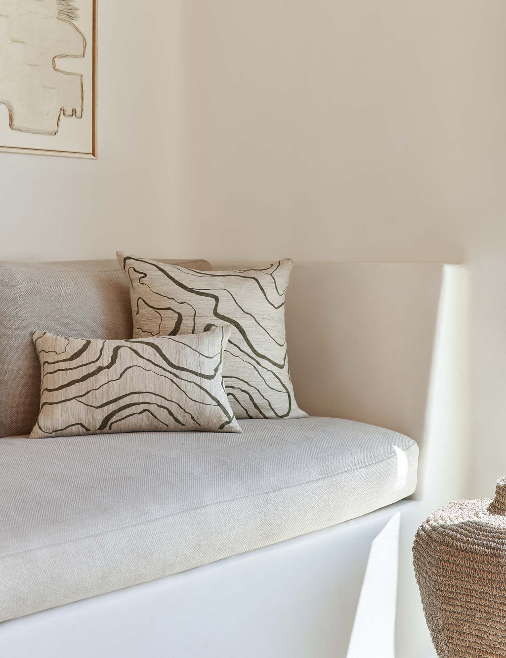 Crest Accent Pillow | Raw Silk, Textured Design