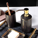 Palais Bathroom Accessories Set | Ceramic with Gold Accents