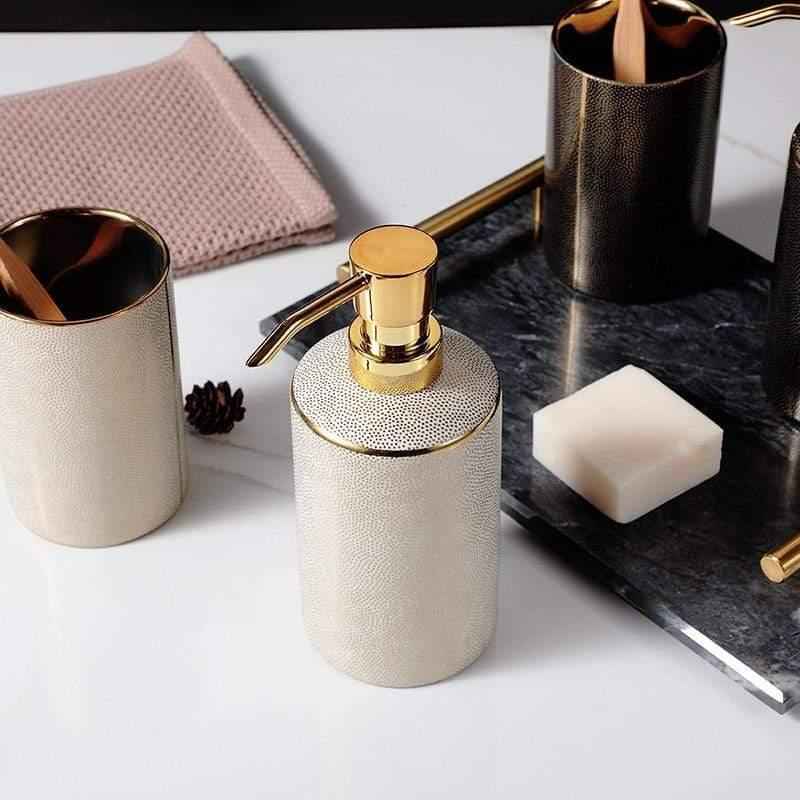 Palais Bathroom Accessories Set | Ceramic with Gold Accents