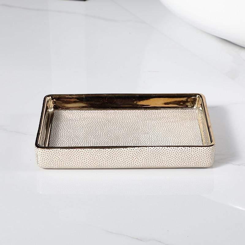 Palais Bathroom Accessories Set | Ceramic with Gold Accents