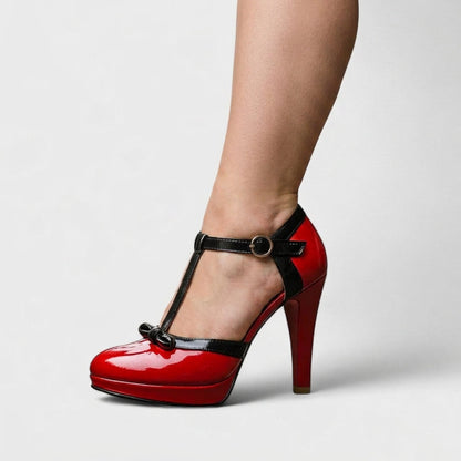 Elegant T-Strap Heels for Women Platform Ankle-Strap