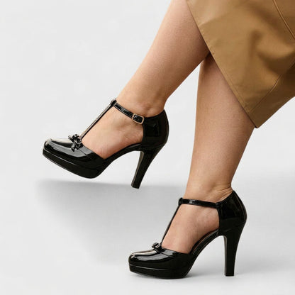 Elegant T-Strap Heels for Women Platform Ankle-Strap