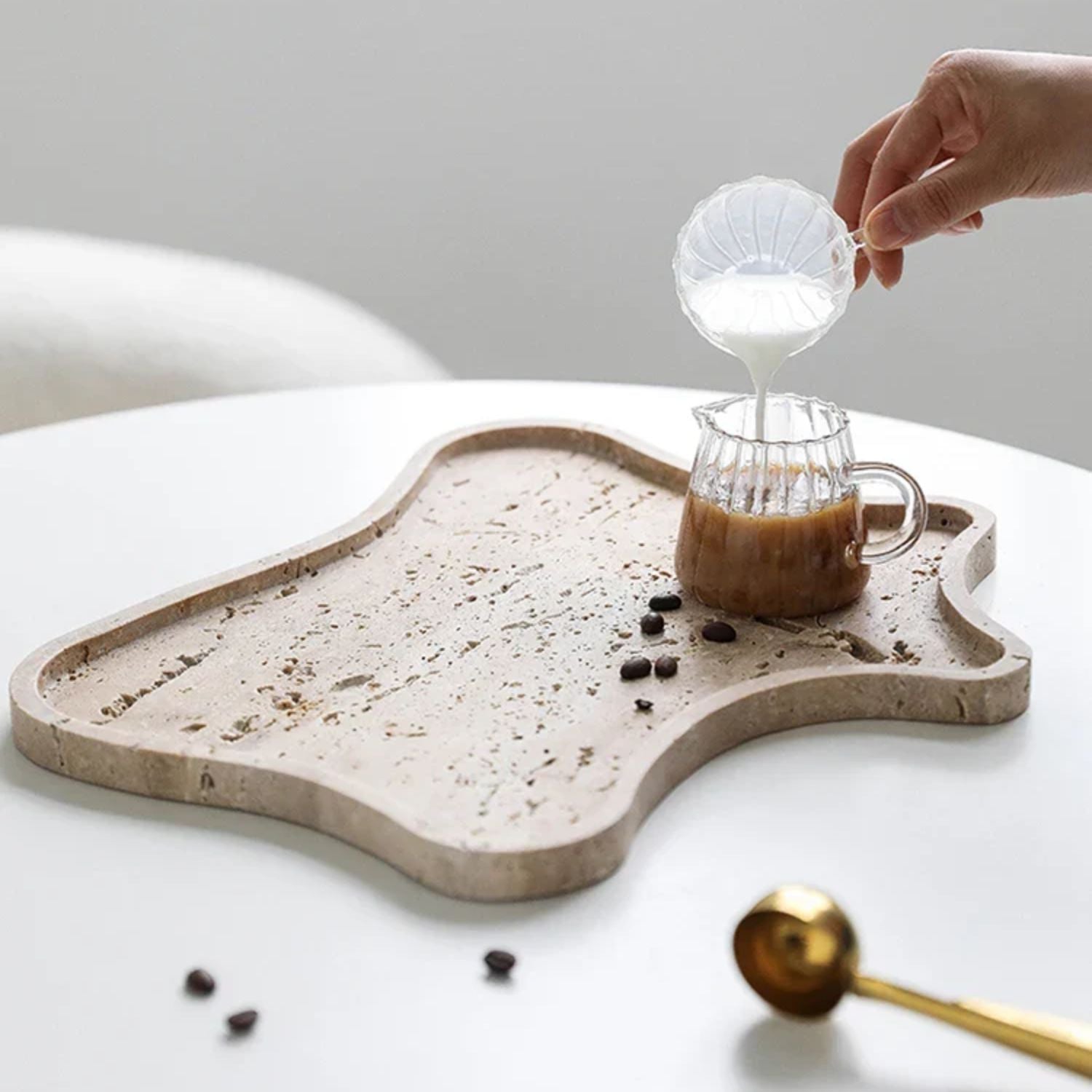 Oro Stone Tray | Rustic Irregular Design, Natural Ochre Color