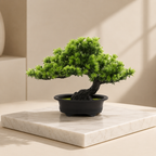 Artificial Bonsai Plant, Faux Foliage, Black Display Pot, Indoor Decor