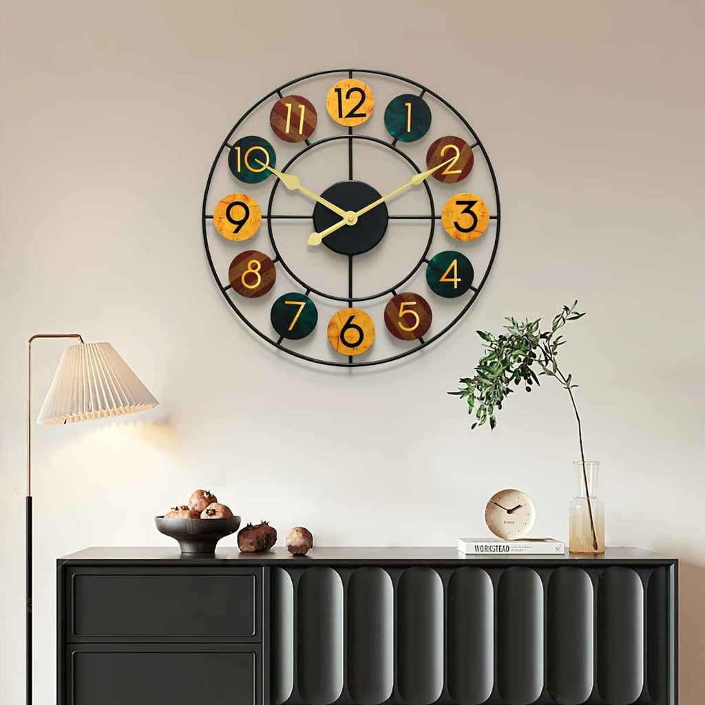 Bello Wall Clock | Retro Iron Design, Silent Quartz Movement