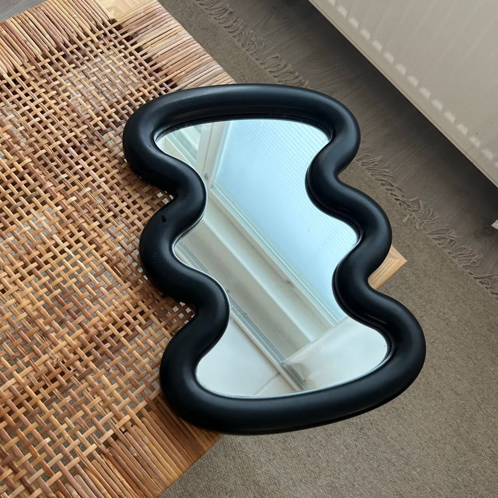 Bela Vanity Mirror | Modern Wave Design, Sturdy Wooden Frame