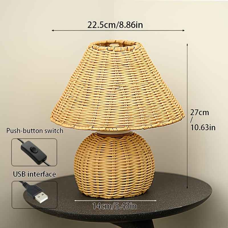 Bela Desk Lamp | Handwoven Bamboo, USB-Powered Ambient Light