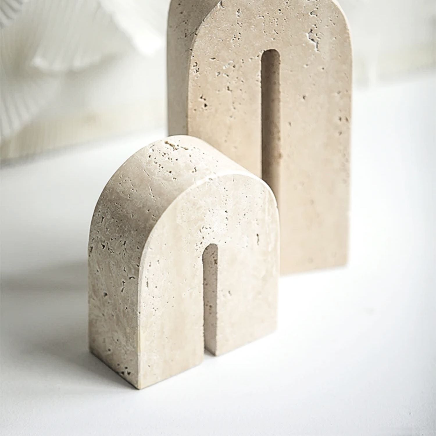 Bela Small Decorative Arch | Natural Travertine Stone, Minimalist Design