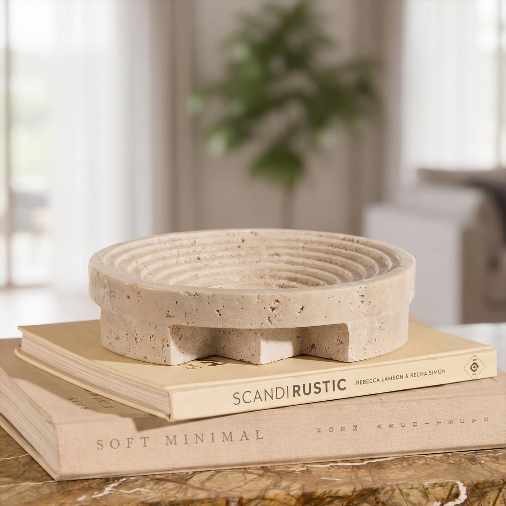 Bello Stepped Bowl Tray | 100% Authentic Travertine Marble