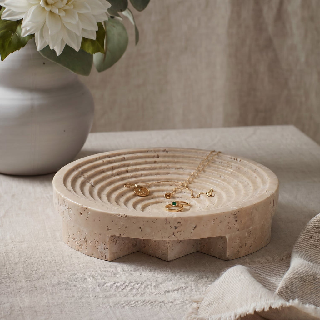 Bello Stepped Bowl Tray | 100% Authentic Travertine Marble