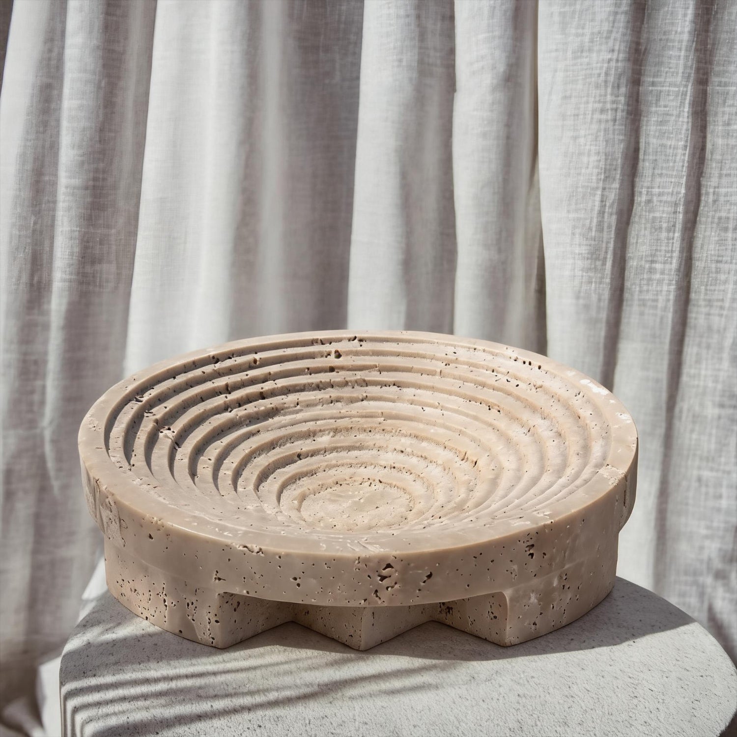 Bello Stepped Bowl Tray | 100% Authentic Travertine Marble