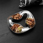 Luma Silver Tray | Triple Compartment, Mirror Finish