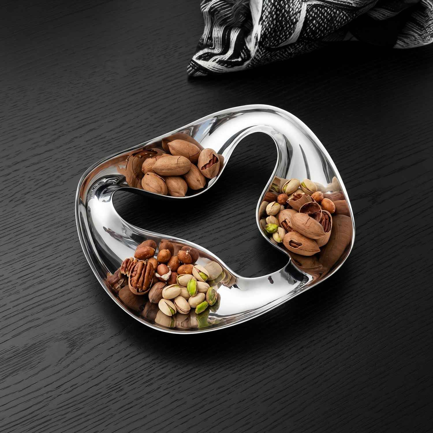Luma Silver Tray | Triple Compartment, Mirror Finish