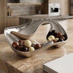 Luma Silver Tray | Triple Compartment, Mirror Finish