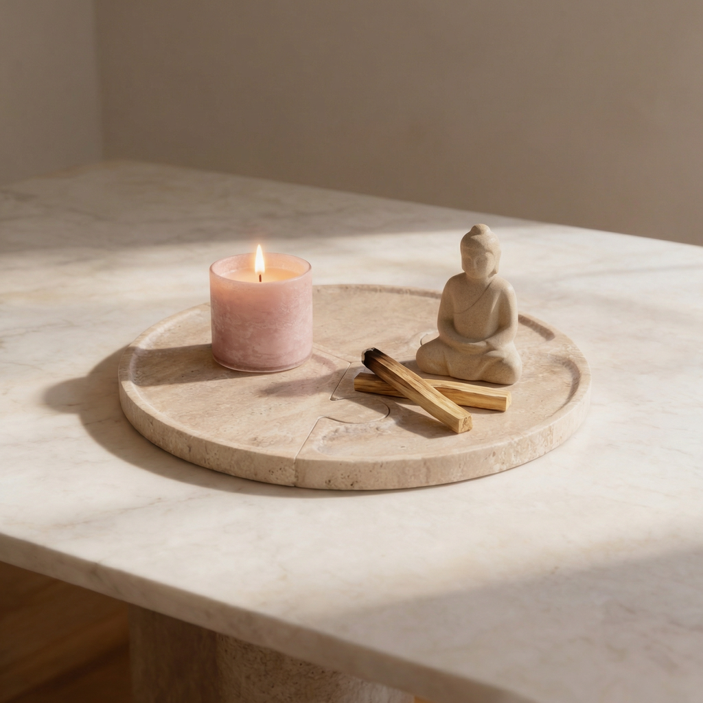 Bello Travertine Puzzle Tray | 3-in-1 Design, Natural Stone