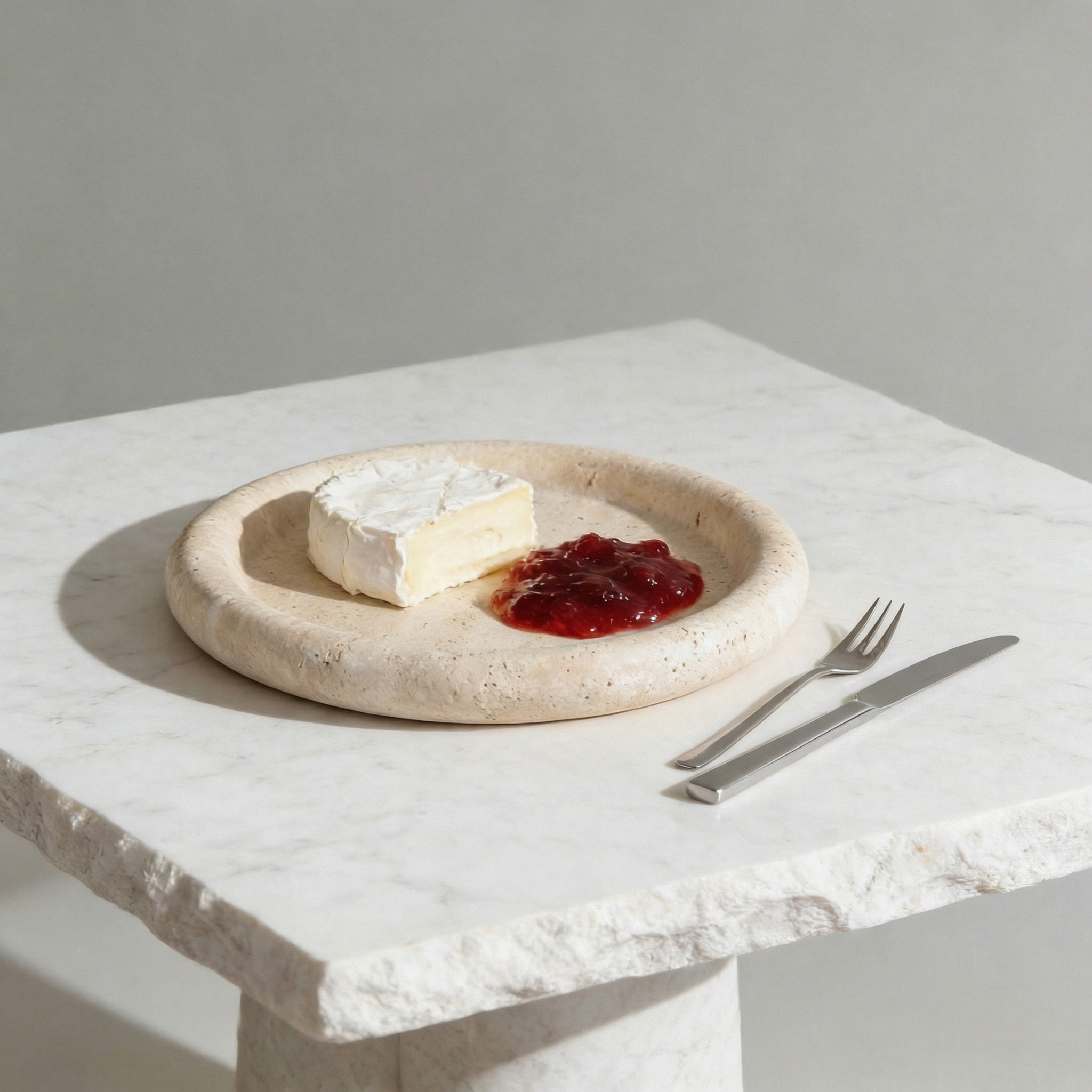 Bela Round Stone Tray | Amber Travertine, 20 cm Diameter