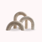 Bela Decorative Arch Figures | Travertine Marble Style, Set of 3