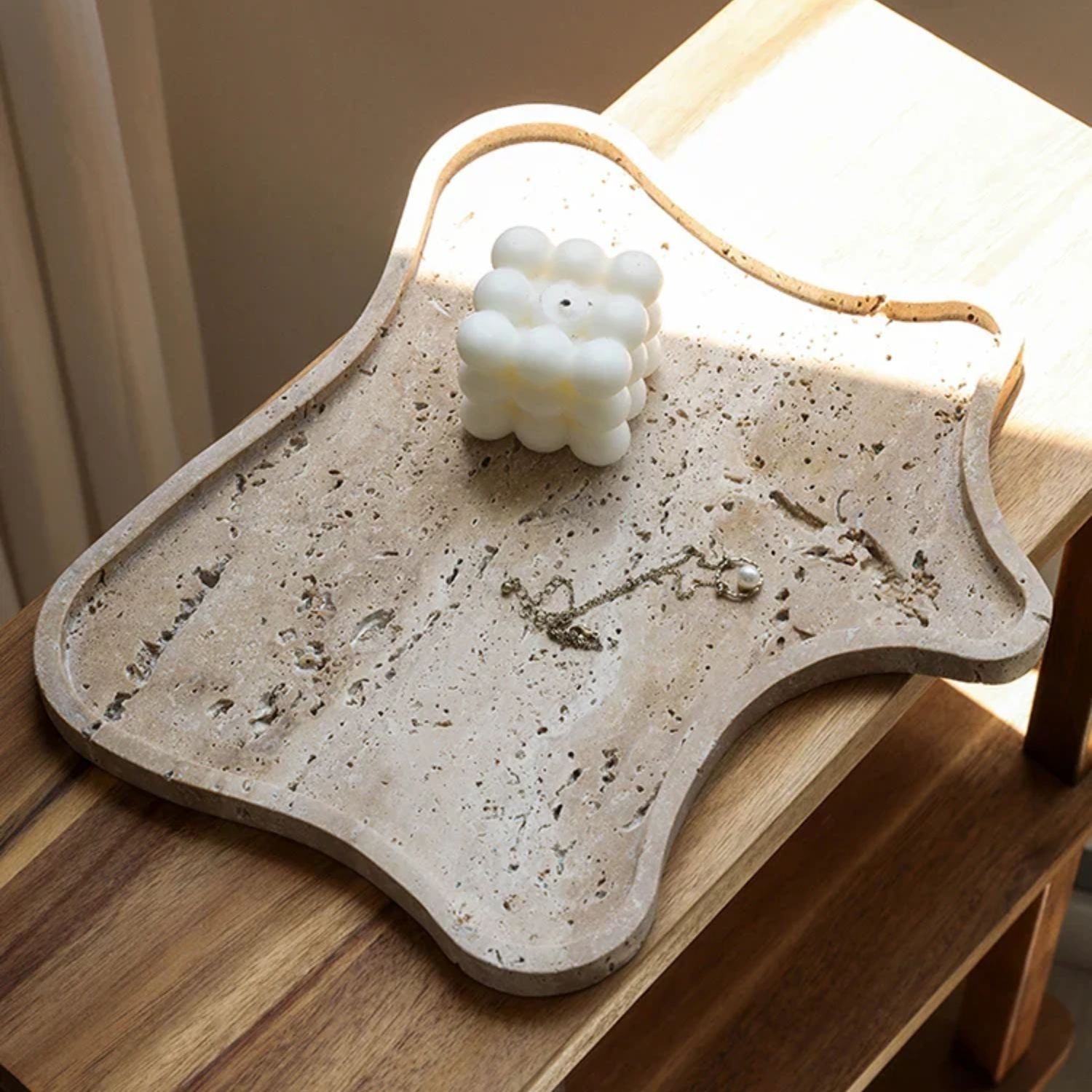 Bela Irregular Stone Tray | Handcrafted Natural Ochre Design