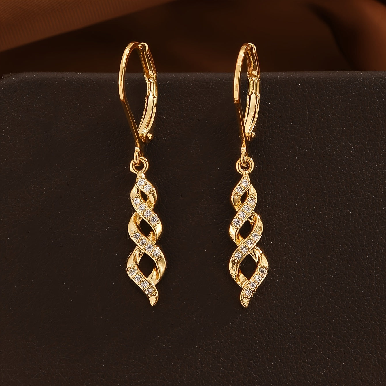 Elegant Dangle Earrings for Women Twisted Spiral Rhinestone