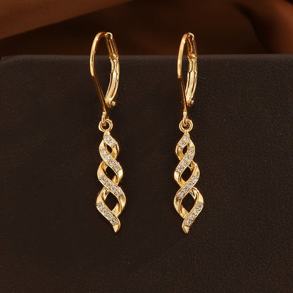 Elegant Dangle Earrings for Women Twisted Spiral Rhinestone