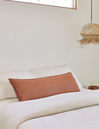 Luna Linen Lumbar Pillow | Superior-Quality Flax, Tonal Stitch Detail