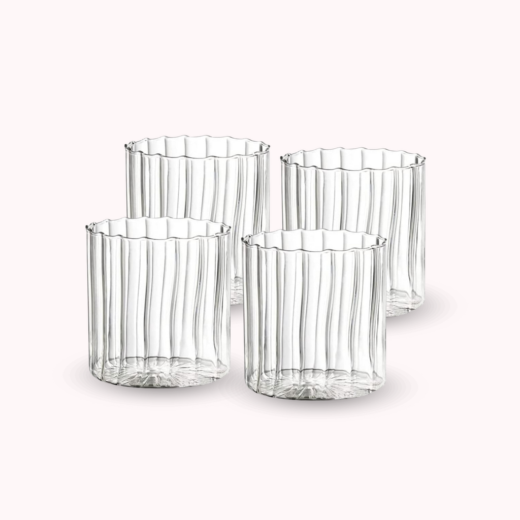 Bello Vertical Chic Glasses Set | Borosilicate, 180ml Capacity