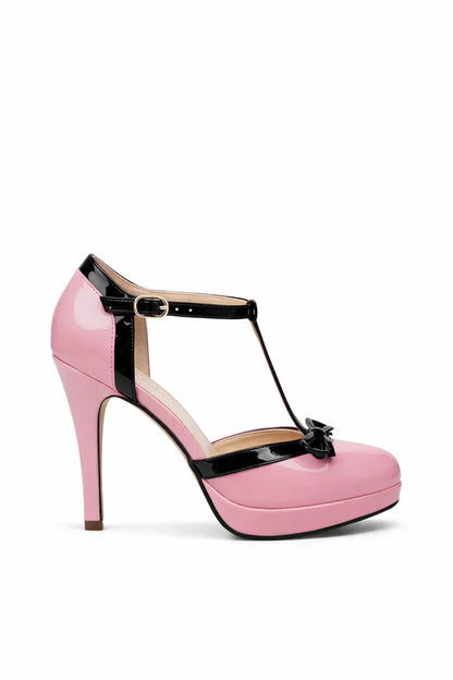 Elegant T-Strap Heels for Women Platform Ankle-Strap