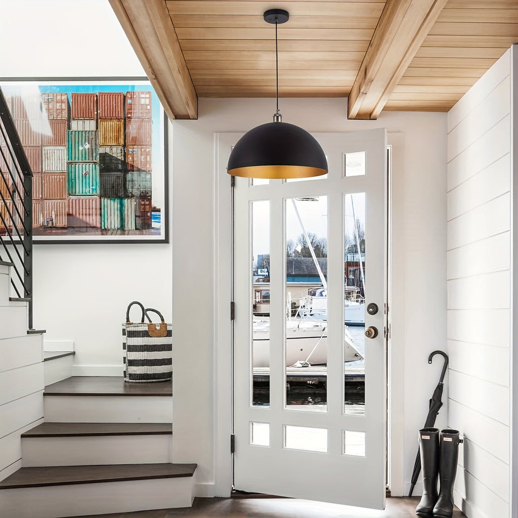 Bello Pendant Light | Adjustable Iron Shade, Black & Gold Finish