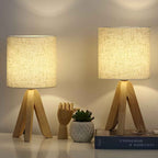 Beneva Tripod Table Lamp | Wooden Base, Fabric Shade
