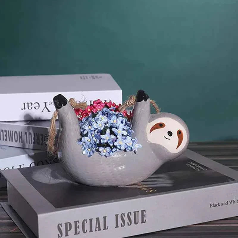 Lumi Ceramic Planter | Handmade Sloth Design for Small Plants
