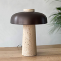 Eclipse – Black Modern Travertine Table Lamp with Touch Control