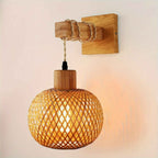 Bela Wall Sconce | Handwoven Rattan & Wood, Warm Ambient Light