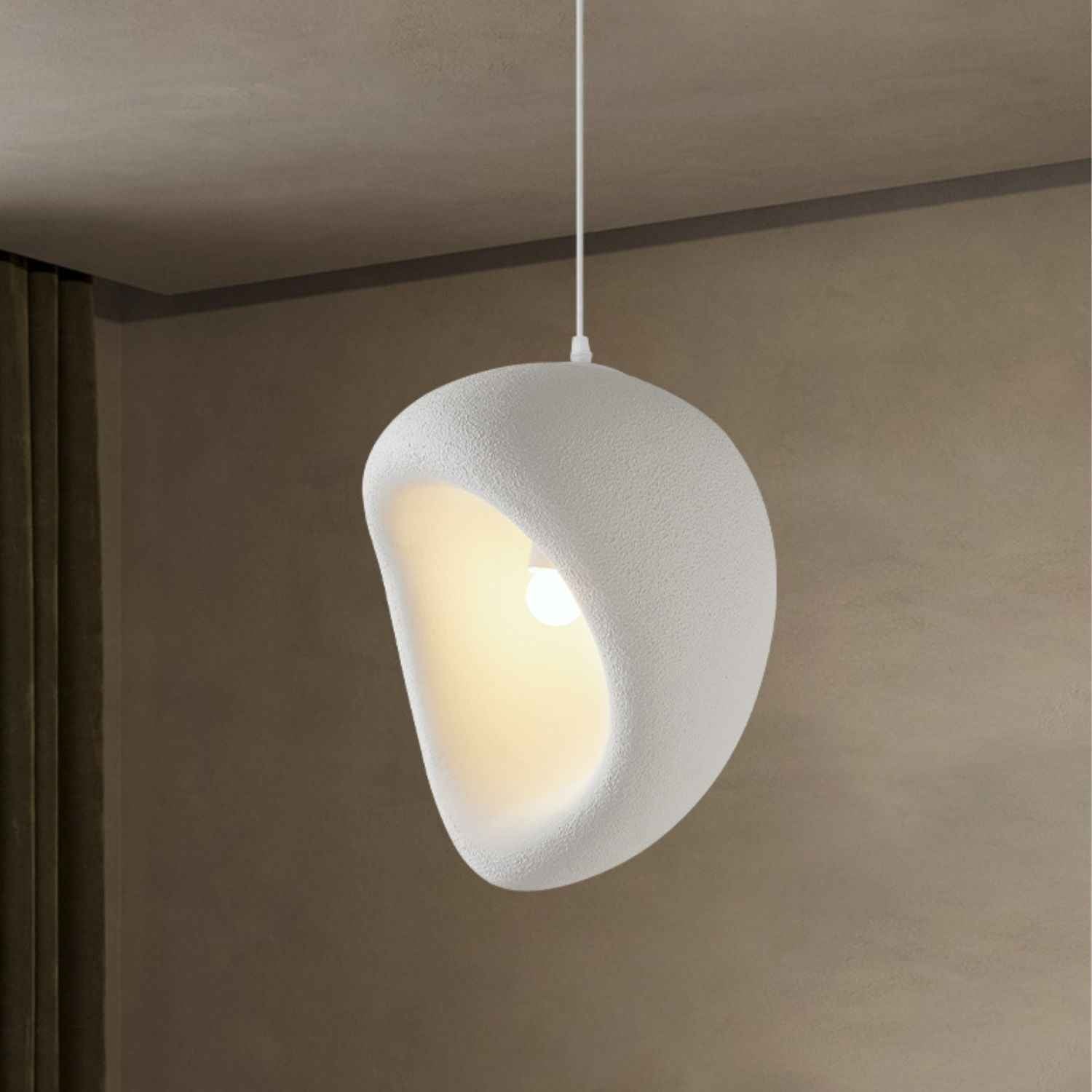 Ovo – Cream Beige Japandi Pendant Hanging Lamp 150cm