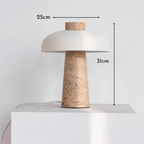 Luxe – White Modern Travertine LED Table Lamp with Touch Control